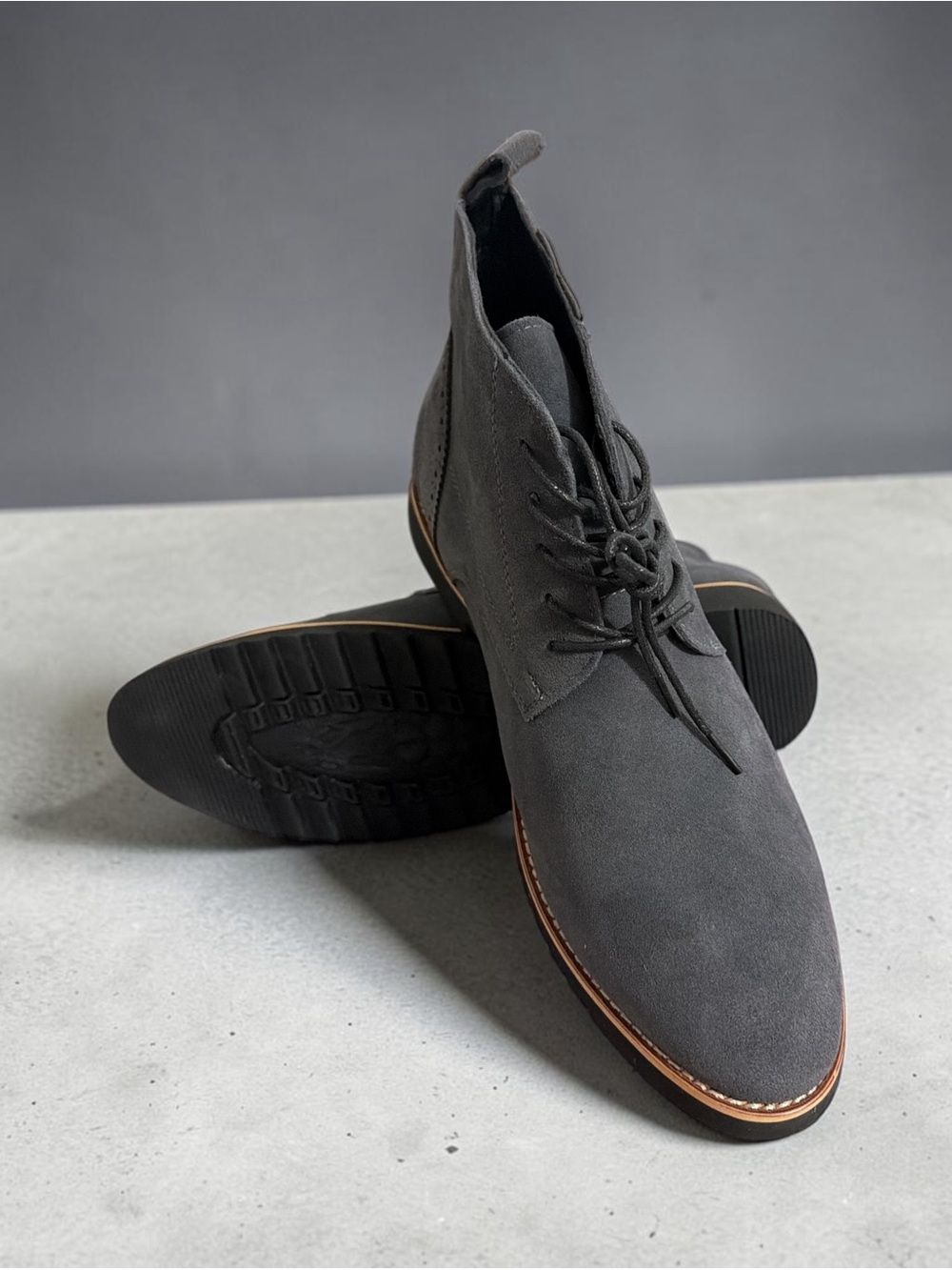 Men's Gray Suede Chukka Boots - Lace-Up Desert Style